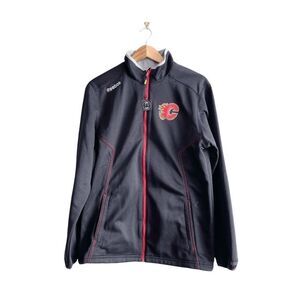 Reebok Mens Calgary Center Ice Collection Flames NHL Jacket Black Size Medium